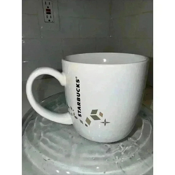 Starbucks Holiday Collection Gold Green Siren White Coffee Mug 2013 Christmas - Picture 5 of 11